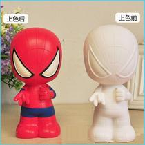 Contains ancient not bad Spider-Man ceramic jar enamel doll save money painted paint color drop mold toy plaster white embryo