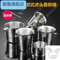 Small barrel round 5l red wine stainless steel plus ice bucket Mini Home ice clip summer restaurant thick cold drink shop belt