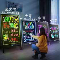 Flash Small Blackboard Led Fluorescent Plate Advertising Board Luminous Billboard Shop With Publicity Charge Luminous Silver Electronic Writing Milk Tea Shop Doorway Stall Display Board Commercial Color Screen Handwriting