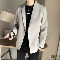 Suit Jacket Man 2022 Chunqiu New trend easing 100 hitch Han version Leisure a grain Button Pure color Little West suit man