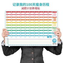Weight loss schedule 100 days schedule table weight loss self-discipline punch card daily weight wall stickers record exercise fitness creation