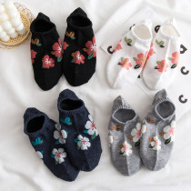 kiki Little Tri Little Flowers Socks Children Short Socks Shallow Mouth Spring Summer Style Lady Low Help Short Cylinders Cotton Socks Ship Socks