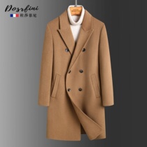 DOSRFINI double-sided woolen coat mens winter double-breasted long business high-end cashmere coat mens thick