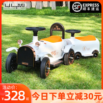 Childrens electric car small train can sit man girl baby double seat large remote control four-wheel toy stroller