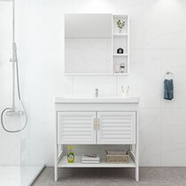 Floor-standing wash basin small apartment cabinet combination balcony ceramic basin integrated washbasin toilet small washbasin