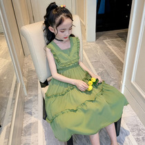 Girls dress 2022 new Summer Korean version of the Korean version of the ocean skirt CUHK Scout child over knee princess Long dress Scout
