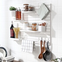 Kitchen shelf wall hanging hole board shelf round hole wall hanging wall non-perforated plastic small storage shelf