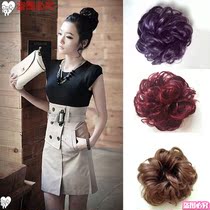 Matte wig Burgundy Hairband female fake floral headdress Hairband small ball purple flower bract head fluffy plate hair bag leather band