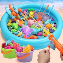 Large fishing toy children baby boys and girls pool set magnetic puzzle luminous sensor fish telescopic rod 1-2