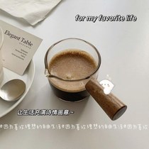 ins style Japanese glass wooden handle small Milk Cup transparent band coffee utensils dip small Bowl sauce vinegar dish
