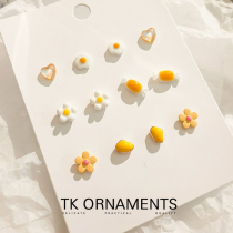 s925 silver needle earrings ceramic earrings female summer childrens unique small and exquisite cute ear bone stud student earrings