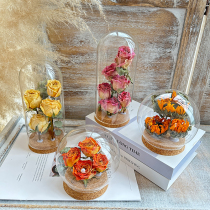 Dried rose flower glass cover immortalized flower herbarium decoration ornaments for girlfriends girlfriends graduation day gift