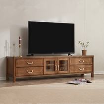 Solid wood TV cabinet New Chinese style minimalist modern small family type bedroom ground cabinet multifunction tea machine cabinet composition