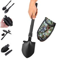 Outdoor camping shovel Four-in-one multifunction folding fishing shovel shovel shovel with small number of manganese steel shovel iron shovel