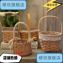 Mukhin Flower Basket basket Woven Flower Pot with flower arrangements Bamboo choreography with small decorative floral baskets straw choreographing basket children