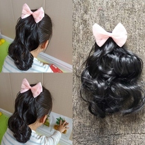 Childrens head Accessories Childrens Ladies Hair Accessories Girl Curly Hair Wig Horsetail Cute Princess Coat Long bow Bow Tie