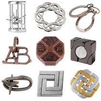 Luban intelligence Kongming lock full set of alloy abc maze lock Puzzle children adult horseshoe lock educational toys
