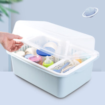 Baby bottle storage box drain rack with cover dustproof portable large drying rack baby tableware storage box