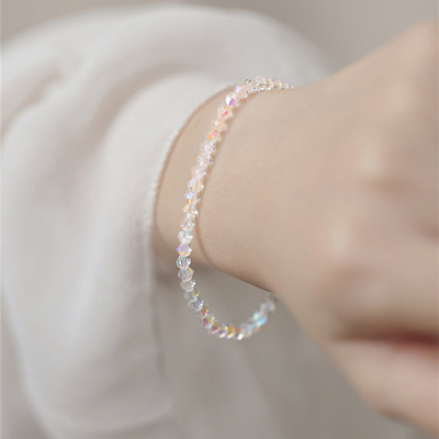 taobao agent Crystal bracelet, chain, fresh elastic wristband, light luxury style, simple and elegant design, Birthday gift