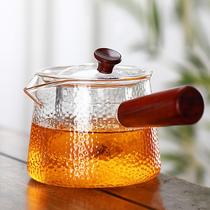 Wooden handle glass pot side handle tea maker heat-resistant teapot boiling teapot cup teapot Kung Fu tea temperate filter wooden handle