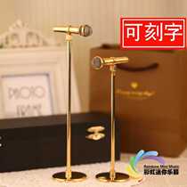 Mini copper plated gold microphone model adjustable height instrument fittings with handling dolls