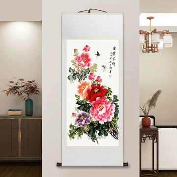 掛け軸　中国美術　牡丹 牡丹花卷轴挂画-牡丹花卷轴挂画促销价格、牡丹花卷轴挂画品牌- 淘宝