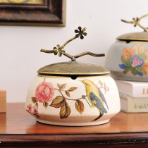 American Country with Liche Ashtray Creative Ceramic New Chinese Living Room Tea Several Large Collection Box Decoration