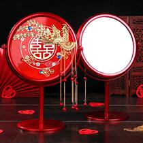 Once in this life happy mirror wedding red mirror comb pair set bride woman dowry makeup mirror