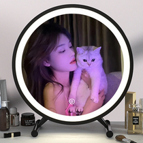 Dressing table makeup mirror desktop with led light student dormitory desktop beauty mirror net red fill light ins wind mirror