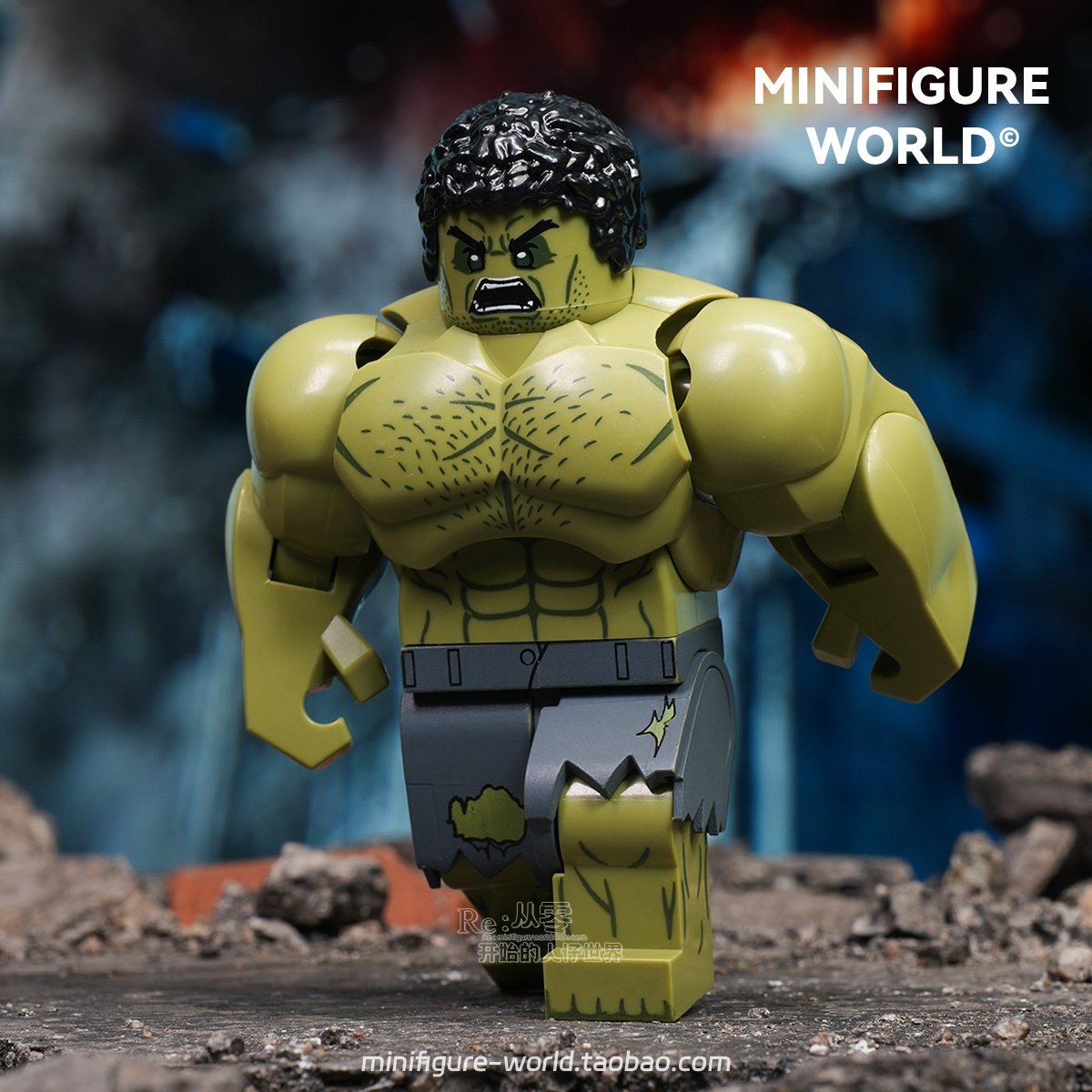 🔥 超级英雄绿巨人无敌浩克漫威复仇者联盟可动关节拼装积木人仔玩具，打造你的终极英雄基地！💪-英雄联盟-淘宝好物网, image size:1200x1200