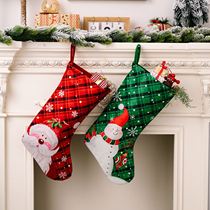 Cross-border new Christmas decoration supplies printed gift socks Santa Claus socks red and black gift bag Christmas socks