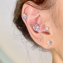 Medical Titanium Steel Cochlear Nail Super Shiny Spike Female Pure Silver Screw Thread Fastening Diamond Earbone Nail New Anti-Allergy Ear Nail