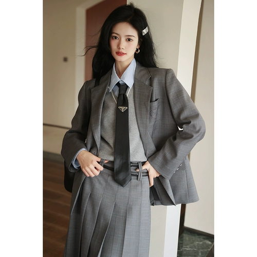 Классический костюм, короткий весенний комплект, куртка, юбка, изысканный стиль