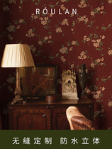 Movie same wallpaper French retro American red wallpaper residential living room bedroom TV background wallcloth