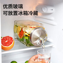 Large-capacity glass cold water jug ​​with faucet cold water juice barrel lemonade container for refrigerator