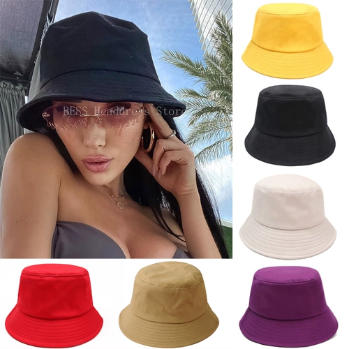 Black White Bucket Hat Women Sun Hats for Kids Hip黑白水桶帽