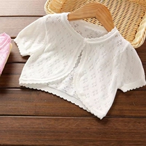 Girls air-conditioning shirt thin section childrens small shawl summer outerwear baby girl baby knitted cardigan sunscreen coat