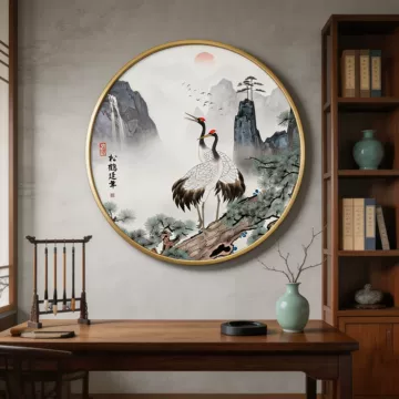 松鹤延年圆形挂画-松鹤延年圆形挂画促销价格、松鹤延年圆形挂画品牌- 淘宝