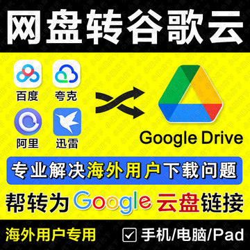 百度网盘代下代转GoogleDrive夸克转谷歌云盘 阿里迅雷转存海外云