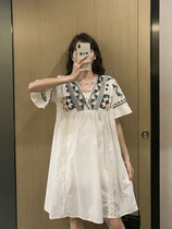 Maternity dress Summer dress Fashion high-end temperament fairy dress Loose large size cotton maternity summer skirt