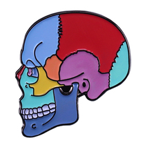 Rainbow skull brooch punk goth style bright art add