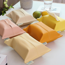  Solid color leather waterproof and oil-proof tissue box Modern simple tissue bag thick tissue cover car household paper pumping bag