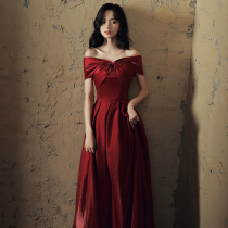 Toast Bride 2021 New Autumn and Winter Wine Red Engagement Wedding Evening Dress Dress Usually Wear Women Winter