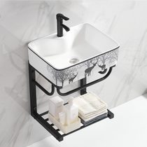 Nordic small apartment wall-mounted simple washbasin Single basin bathroom Household mini washbasin Ceramic washbasin