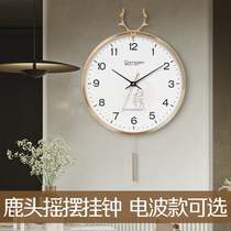 Kangba Nordic deer head wall clock home electric wave clock simple decoration light luxury Net red hanging watch living room quartz clock