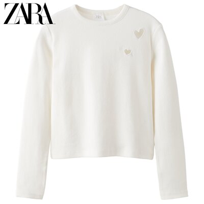 taobao agent ZARA 2023 Autumn New Products Children's Clothing Girls Open Design Long -sleeved Robe T -shirt 3402714 250