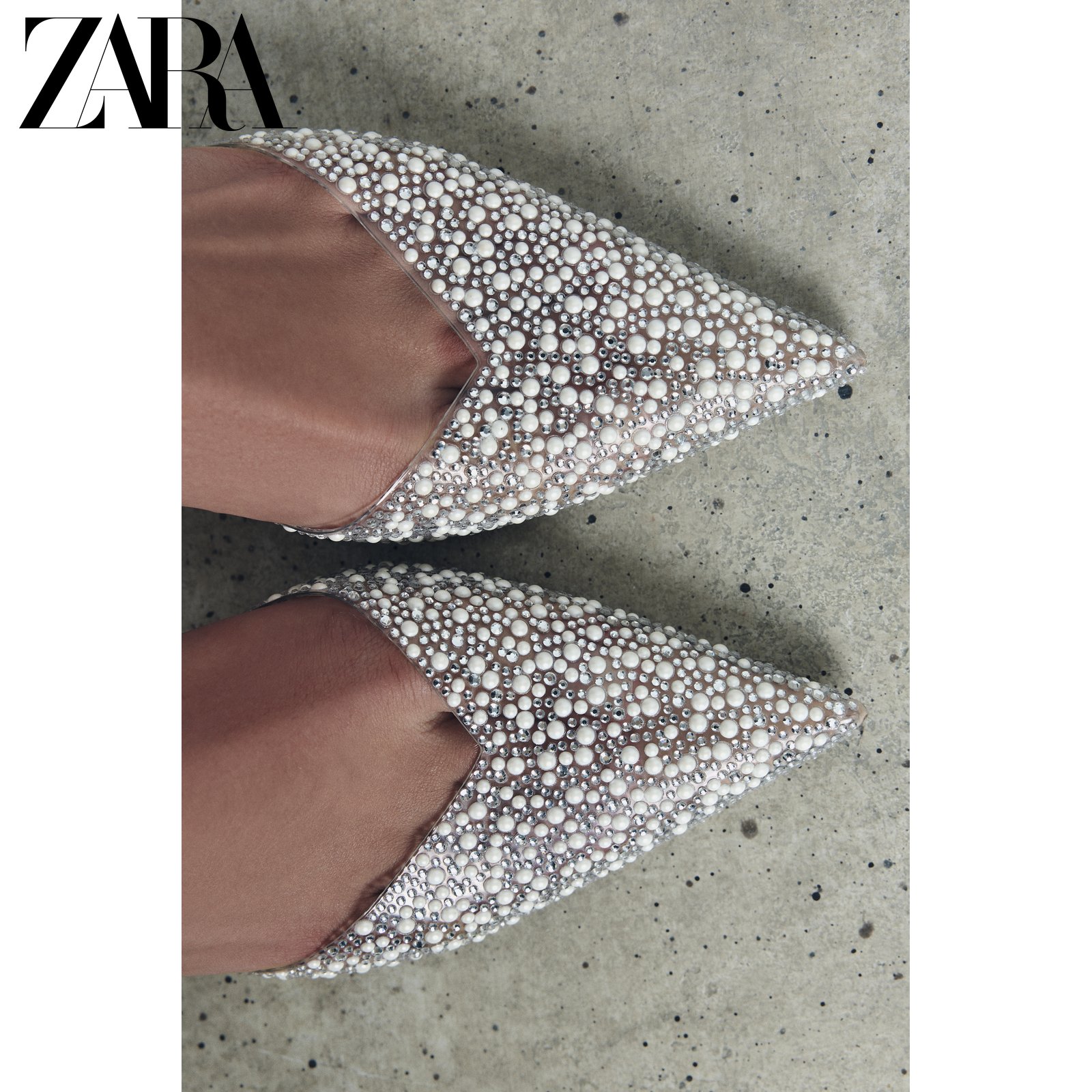 ZARA 新しい婦人靴人工パール装飾スリングバック ハイヒール 2815110 098