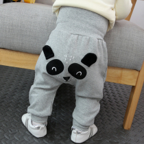Baby plus suede pants autumn winter style 1 year 2 boys female baby high waist open crotch pants 6 months 8 pure cotton pp pants spring autumn