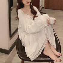 LY Babynico spring and autumn cotton court style sexy long sleeve loose high grade French nightgown women can be worn outside