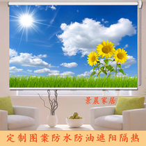 Rolling curtain curtain custom sunflower home bedroom kitchen bathroom sunshade waterproof hand lift without punching